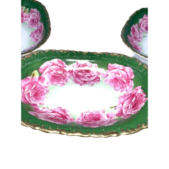 Steinmann a la France Pink Roses Celery Salt Condiment Dish Hand Painted Germany - Picture 4 of 8